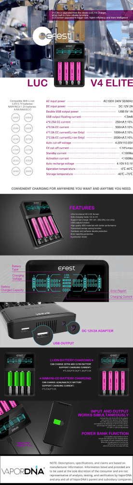 Efest LUV V4 Elite infographic