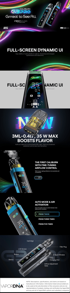 Uwell Caliburn G3 Pro Infographic